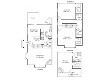 Taymil Fairhaven Residential Gardens 3 Bedroom 2.5 Bathroom Floor Plan